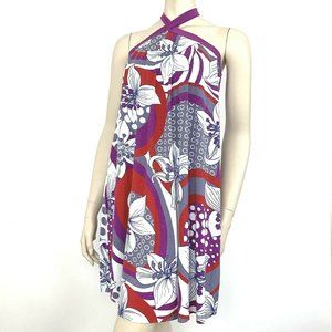 Lojas Renner Brazilian Short Dress Size Medium Floral Boho Pattern Gray